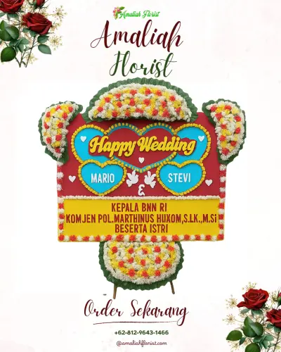 Karangan Papan Bunga Pernikahan di Sendang